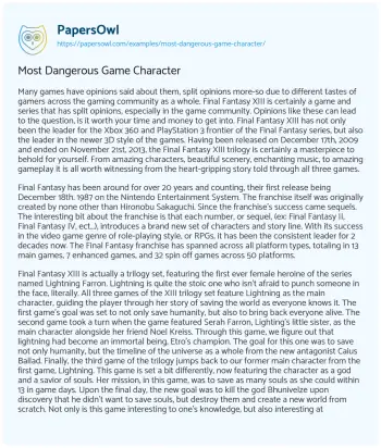 Essay on Most Dangerous Game Character