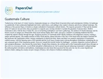 Essay on Guatemala Culture