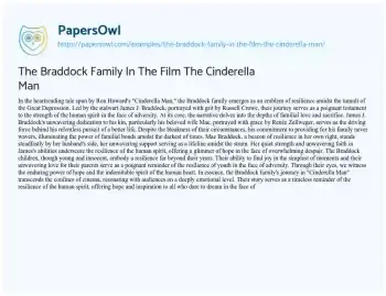 Essay on The Braddock Family in the Film the Cinderella Man