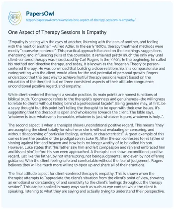 Essay on Empathy and Therapy: Integrating Rogers’ Theory with Biblical Truths