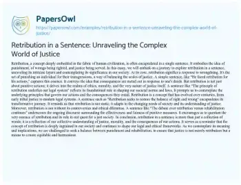 Essay on Retribution in a Sentence: Unraveling the Complex World of Justice