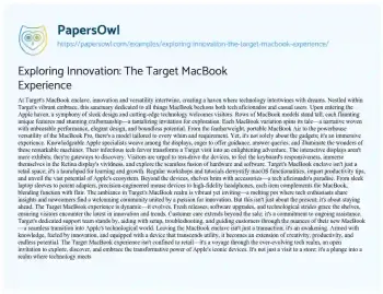 Essay on Exploring Innovation: the Target MacBook Experience