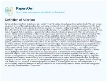 Essay on Definition of Abortion