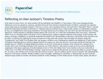 Essay on Reflecting on Alan Jackson’s Timeless Poetry