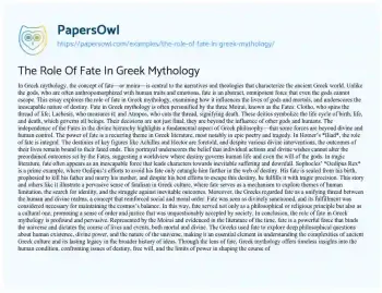 Essay on The Role of Fate in Greek Mythology