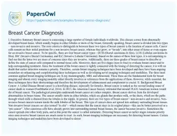 Essay on Breast Cancer Diagnosis