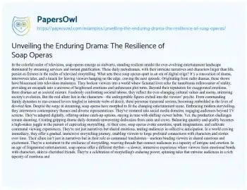 Essay on Unveiling the Enduring Drama: the Resilience of Soap Operas