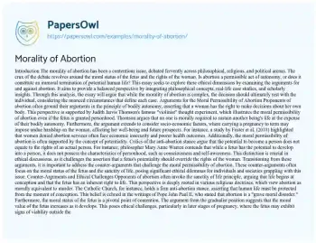 Essay on Morality of Abortion