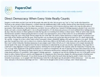 Essay on Direct Democracy: when Every Vote Really Counts