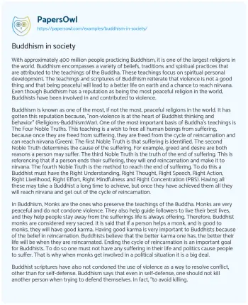 Essay on Buddhism in Society