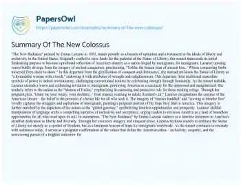 Essay on Summary of the New Colossus