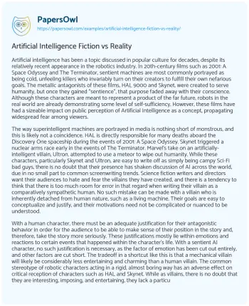 Essay on Artificial Intelligence Fiction Vs Reality