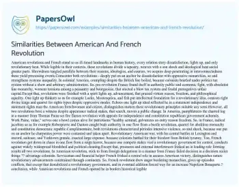 Essay on Similarities between American and French Revolution