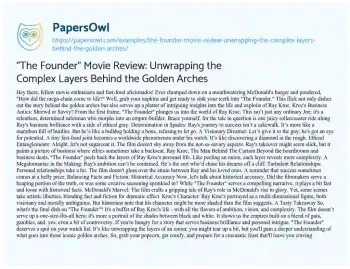 Essay on “The Founder” Movie Review: Unwrapping the Complex Layers Behind the Golden Arches