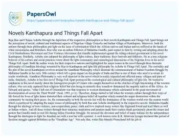 Essay on Novels Kanthapura and Things Fall Apart