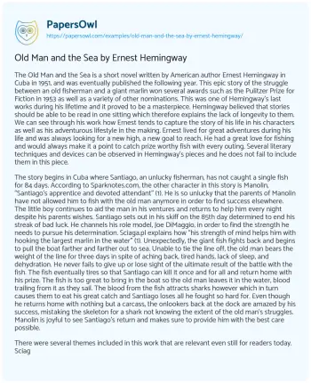 Essay on Old Man and the Sea by Ernest Hemingway