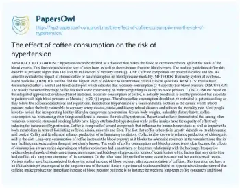 Essay on The Effect of Coffee Consumption on the Risk of Hypertension