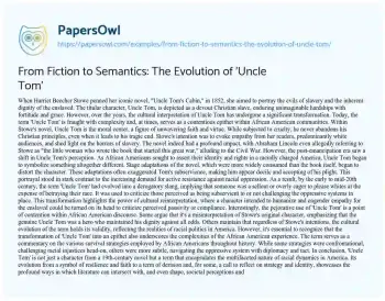 Essay on From Fiction to Semantics: the Evolution of ‘Uncle Tom’