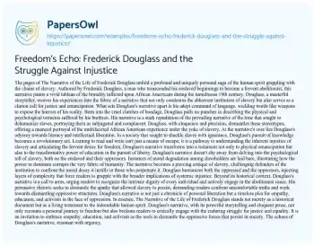 Essay on Freedom’s Echo: Frederick Douglass and the Struggle against Injustice