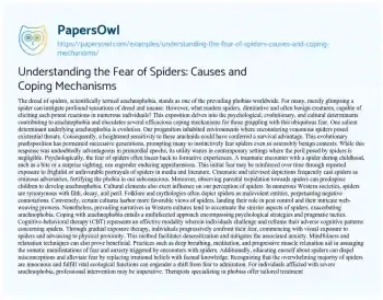 Essay on Understanding the Fear of Spiders: Causes and Coping Mechanisms