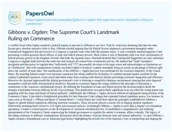 Essay on Gibbons V. Ogden: the Supreme Court’s Landmark Ruling on Commerce