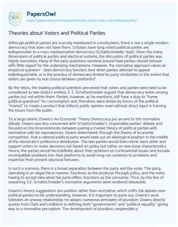 Essay on Theories about Voters and Political Parties