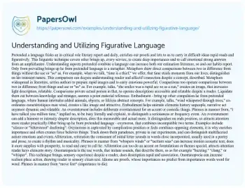 Essay on Understanding and Utilizing Figurative Language