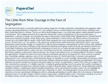 Essay on The Little Rock Nine: Courage in the Face of Segregation