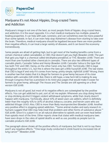 Essay on Marijuana it’s not about Hippies, Drug-crazed Teens and Addiction