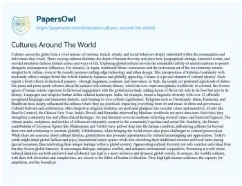 Essay on Cultures Around the World