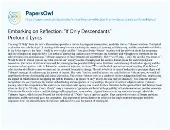 Essay on Embarking on Reflection: “If only Descendants” Profound Lyrics