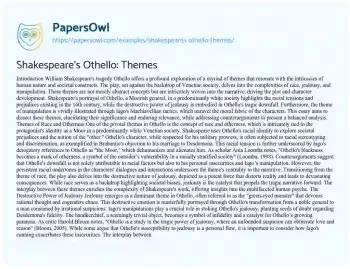 Essay on Shakespeare’s Othello: Themes