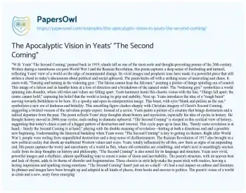 Essay on The Apocalyptic Vision in Yeats’ “The Second Coming”