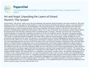 Essay on Art and Angst: Unpacking the Layers of Edvard Munch’s ‘The Scream’