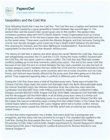 Essay on Geopolitics and the Cold War