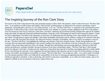 Essay on The Inspiring Journey of the Ron Clark Story