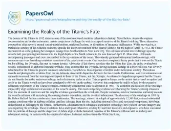 Essay on Examining the Reality of the Titanic’s Fate