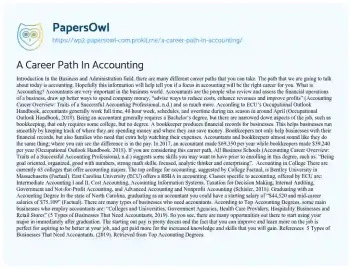 Essay on A Career Path in Accounting