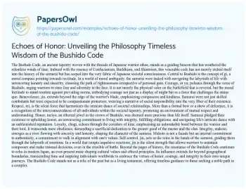 Essay on Echoes of Honor: Unveiling the Philosophy Timeless Wisdom of the Bushido Code