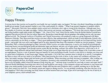 Essay on Happy Fitness