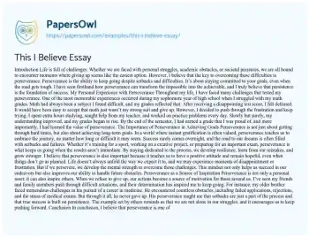 Essay on This i Believe Essay