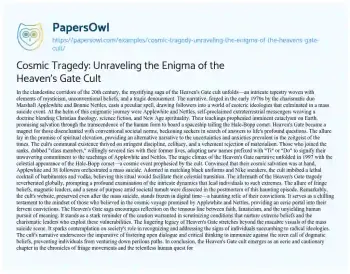 Essay on Cosmic Tragedy: Unraveling the Enigma of the Heaven’s Gate Cult