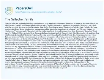 Essay on The Gallagher Family