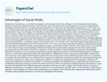 Essay on Advantages of Social Media