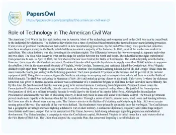 Essay on Role of Technology in the American Civil War