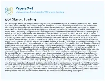 Essay on 1996 Olympic Bombing