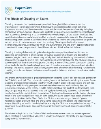 Essay on The Effects of Cheating on Exams