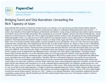 Essay on Bridging Sunni and Shia Narratives: Unraveling the Rich Tapestry of Islam