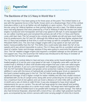 Essay on The Backbone of the U.S Navy in World War II