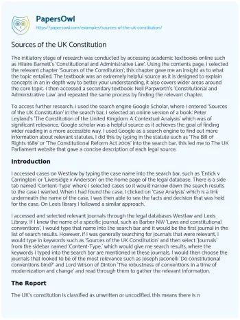 Essay on Sources of the UK Constitution